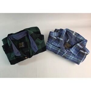 Lot of 2 Jachs MFG Heritage Flannel Shirt Mens Medium Green Blue Plaid Button Up